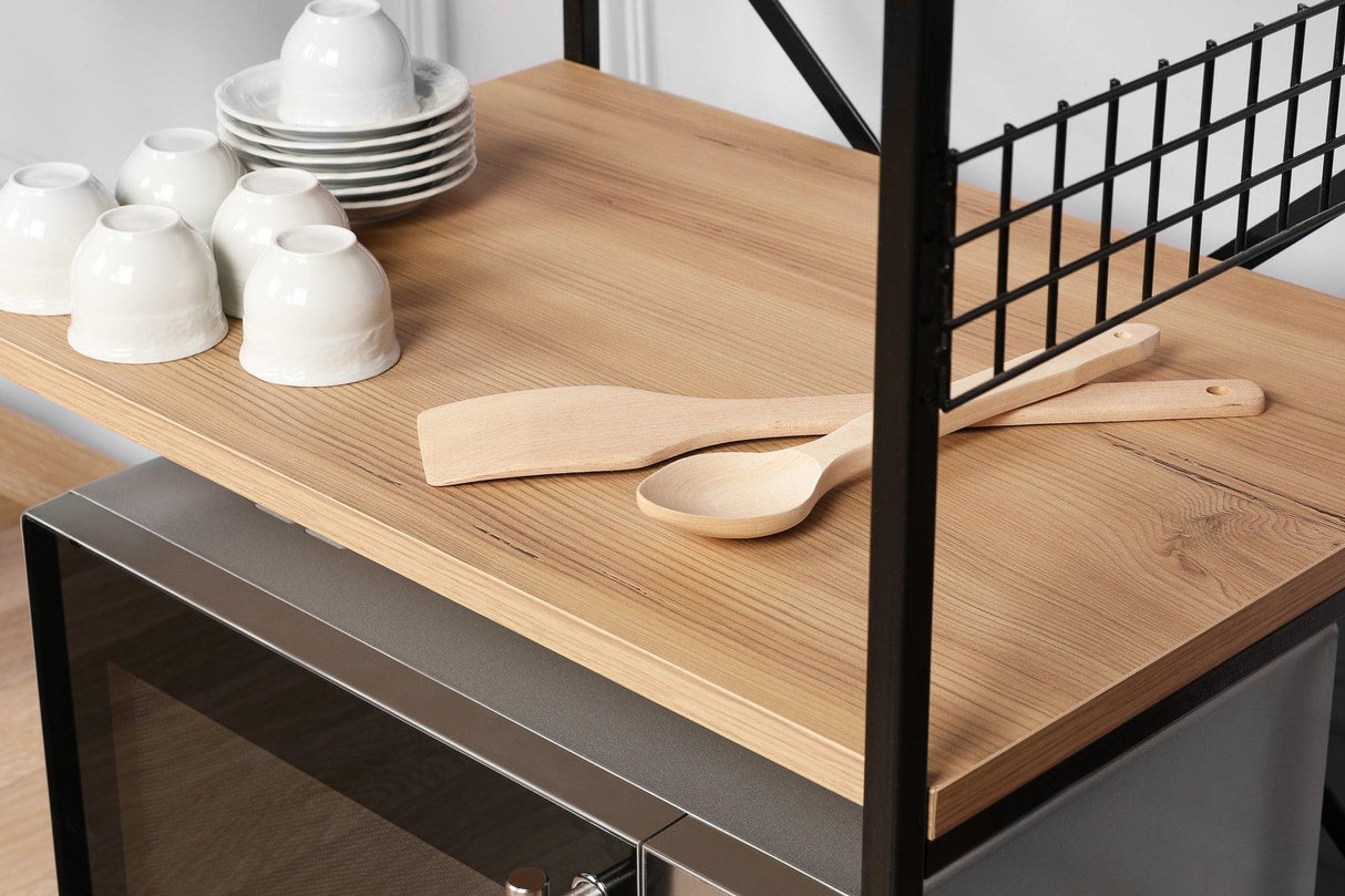 Raft de Bucatarie Anemon - Black, Crem - Negru, 60 x 124 x 45 cm