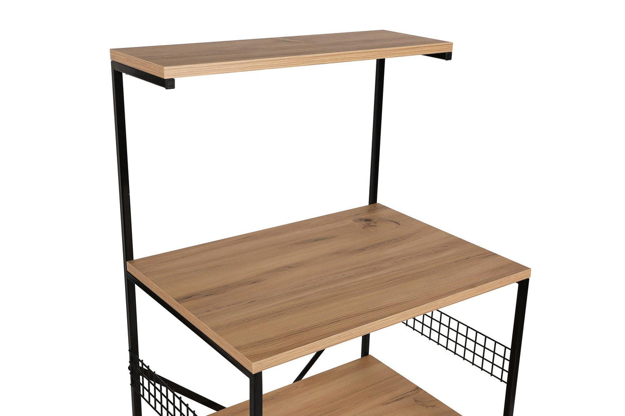 Raft de Bucatarie Anemon - Black, Crem - Negru, 60 x 124 x 45 cm