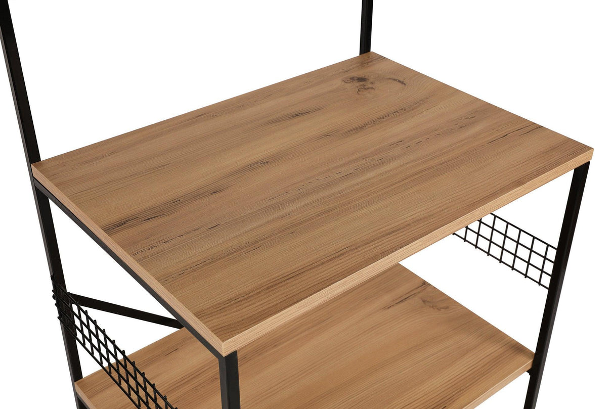 Raft de Bucatarie Anemon - Black, Crem - Negru, 60 x 124 x 45 cm