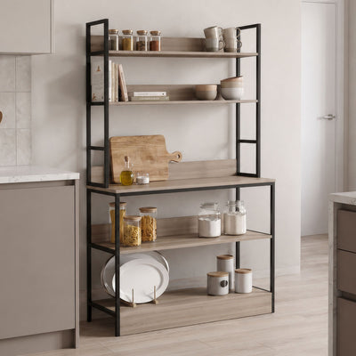 Raft de bucatarie Oranis, Sonoma-Negru, 105x38x165 cm