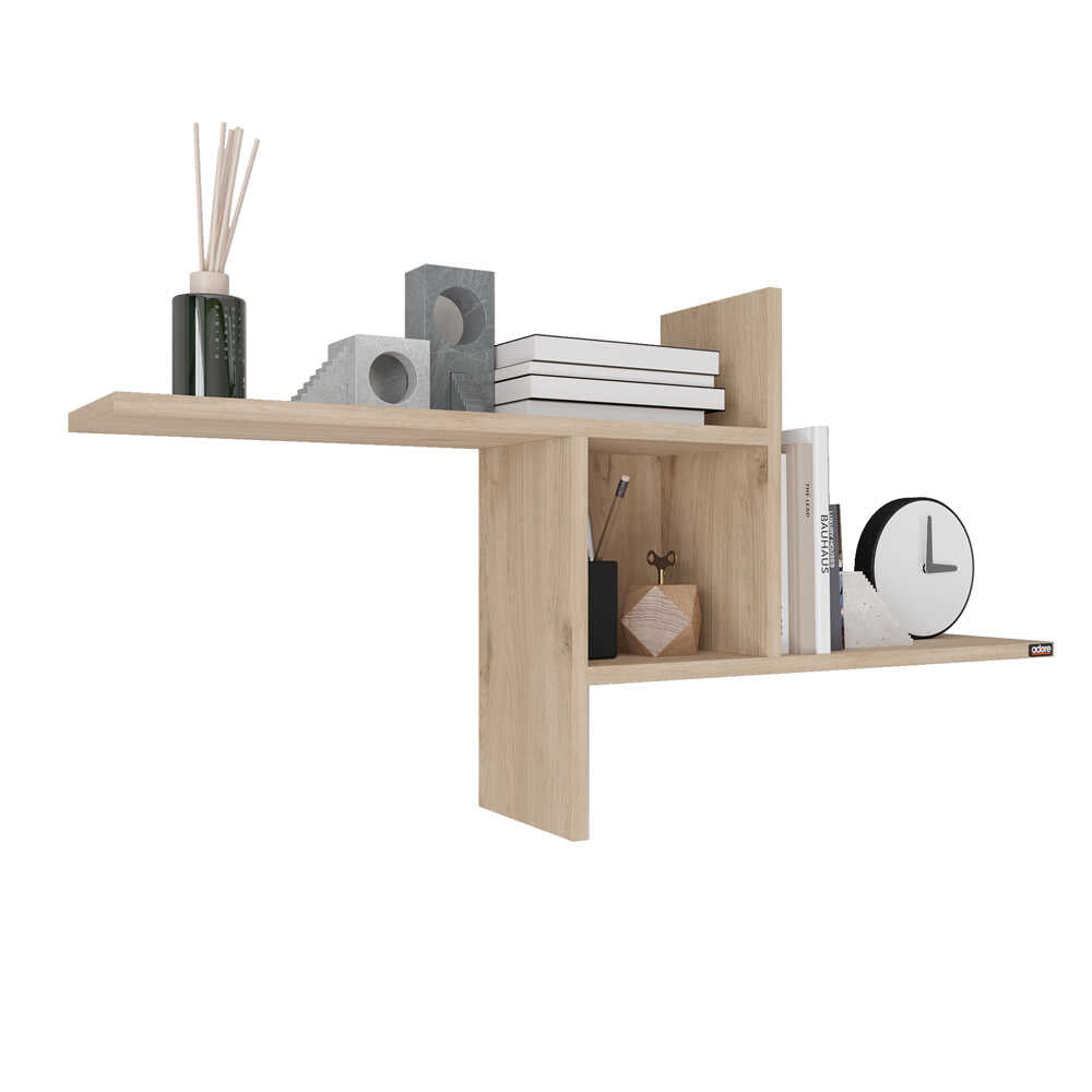 Raft de perete Adore Windmill cu 3 Compartimente, 100x50x18 cm - Stejar