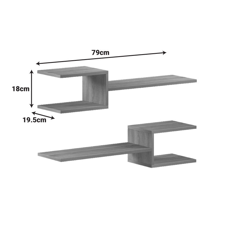 Raft de perete modern Galler, Alb, 79x19x18 cm - Stejar