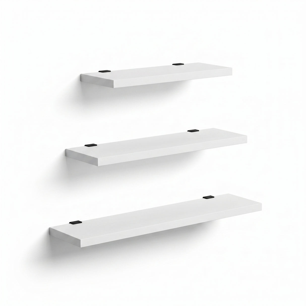 Raft de perete Leila, 3 Piese, Gri - Alb, 50x14 cm - Alb