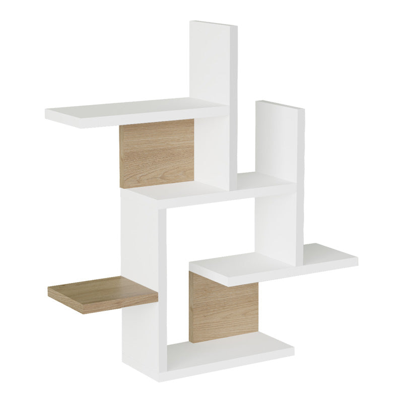 Raft de perete multifunctional Nogara, -alb, Lemn, 62x14x66 cm