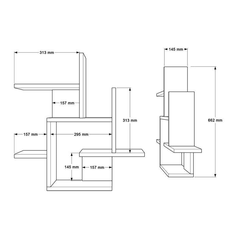Raft de perete multifunctional Nogara, -alb, Lemn, 62x14x66 cm