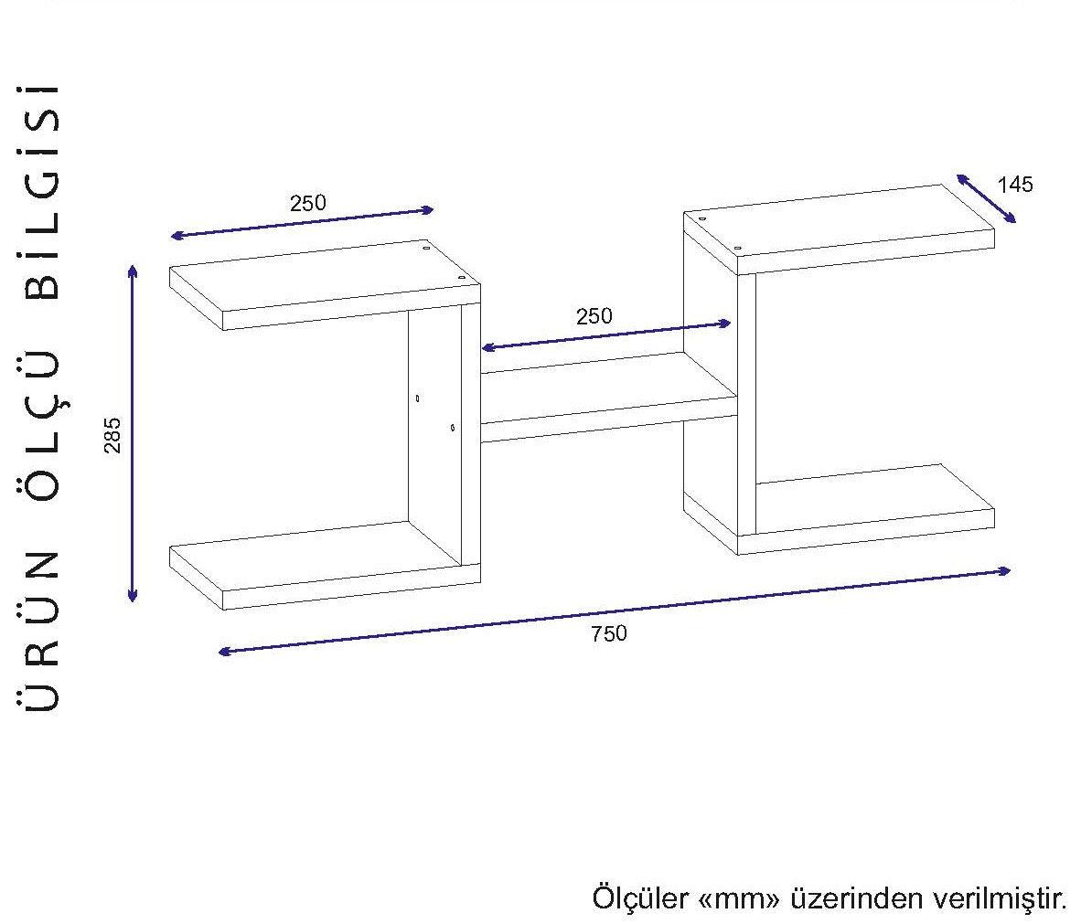 Raft de perete Polka, Alb, 75x28,5x14,5 cm