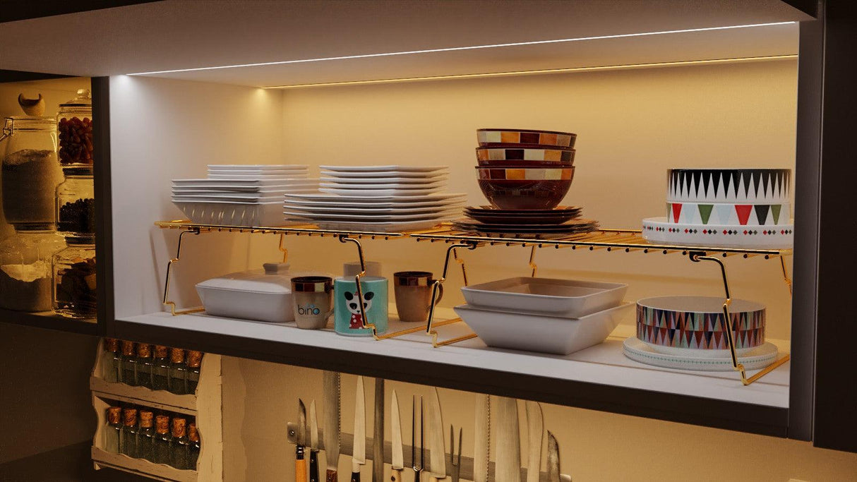 Raft de perete Wall Shelf Extra Bathroom, Aur, 15x42x199 cm