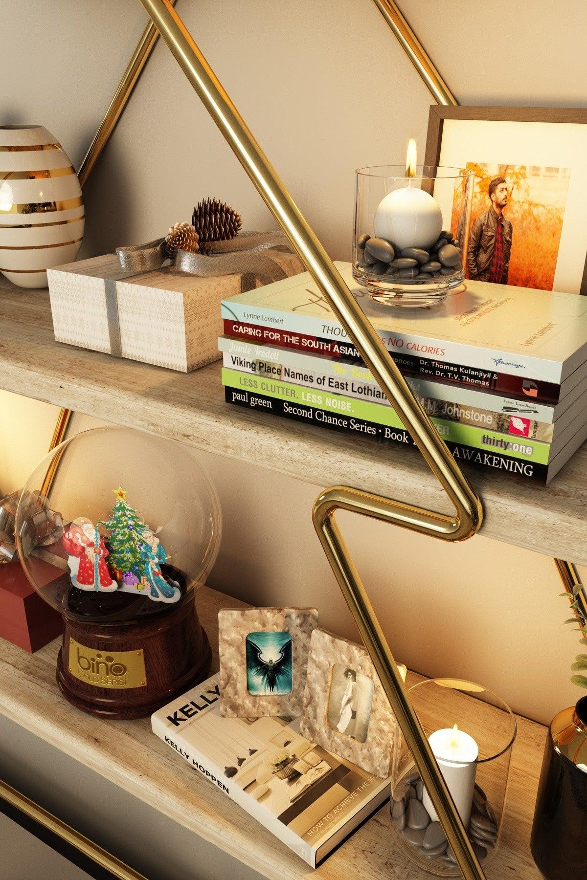Raft de perete Wall Shelf Triangle -1, Aur, 15x53x60 cm