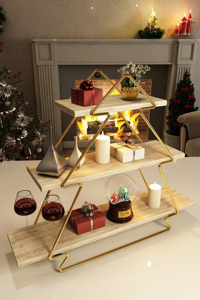 Raft de perete Wall Shelf Triangle -1, Aur, 15x53x60 cm
