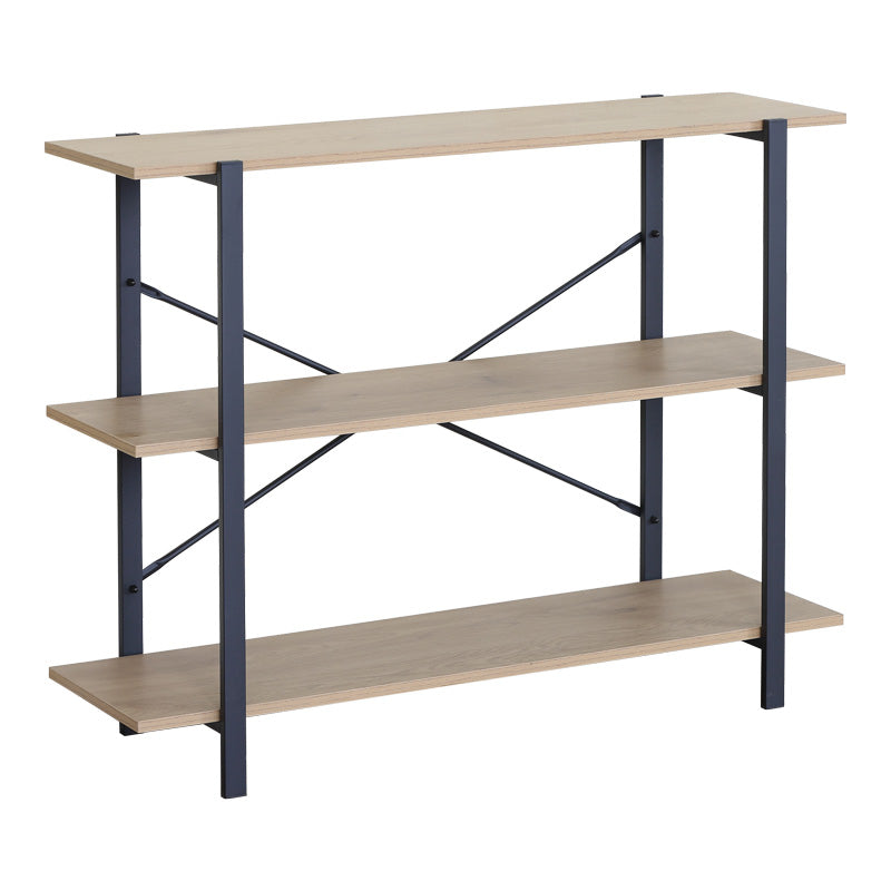 biblioteca Raft de podea Nebranzo Stejar cu metal negru 106x35x80 cm