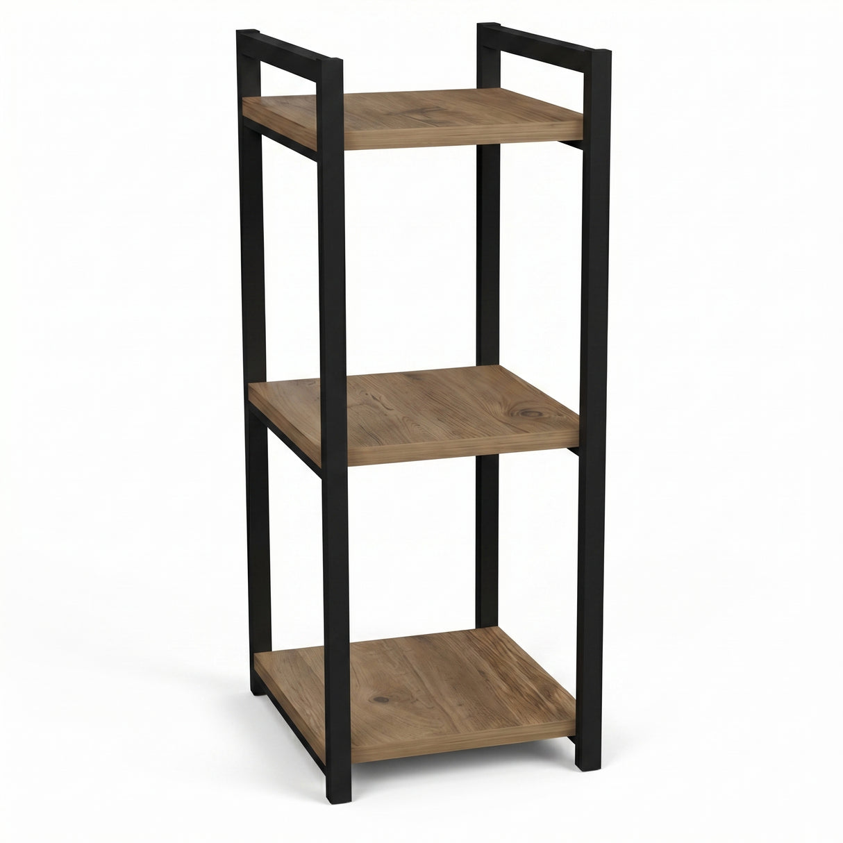 Raft de podea Negru metal, Natural, 33x28x70 cm