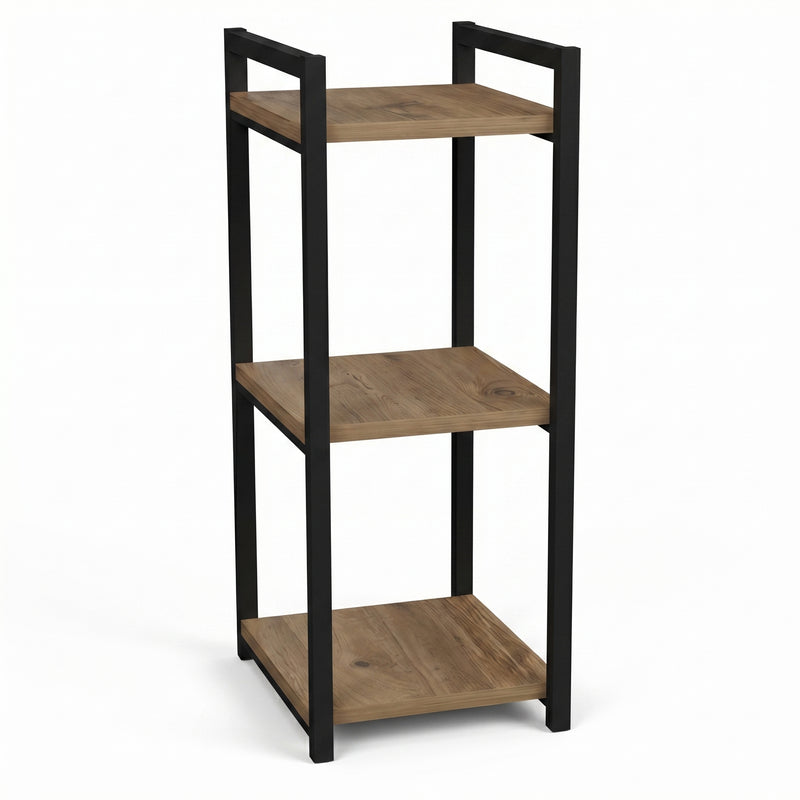 Raft de podea Negru metal Natural 33x28x70 cm