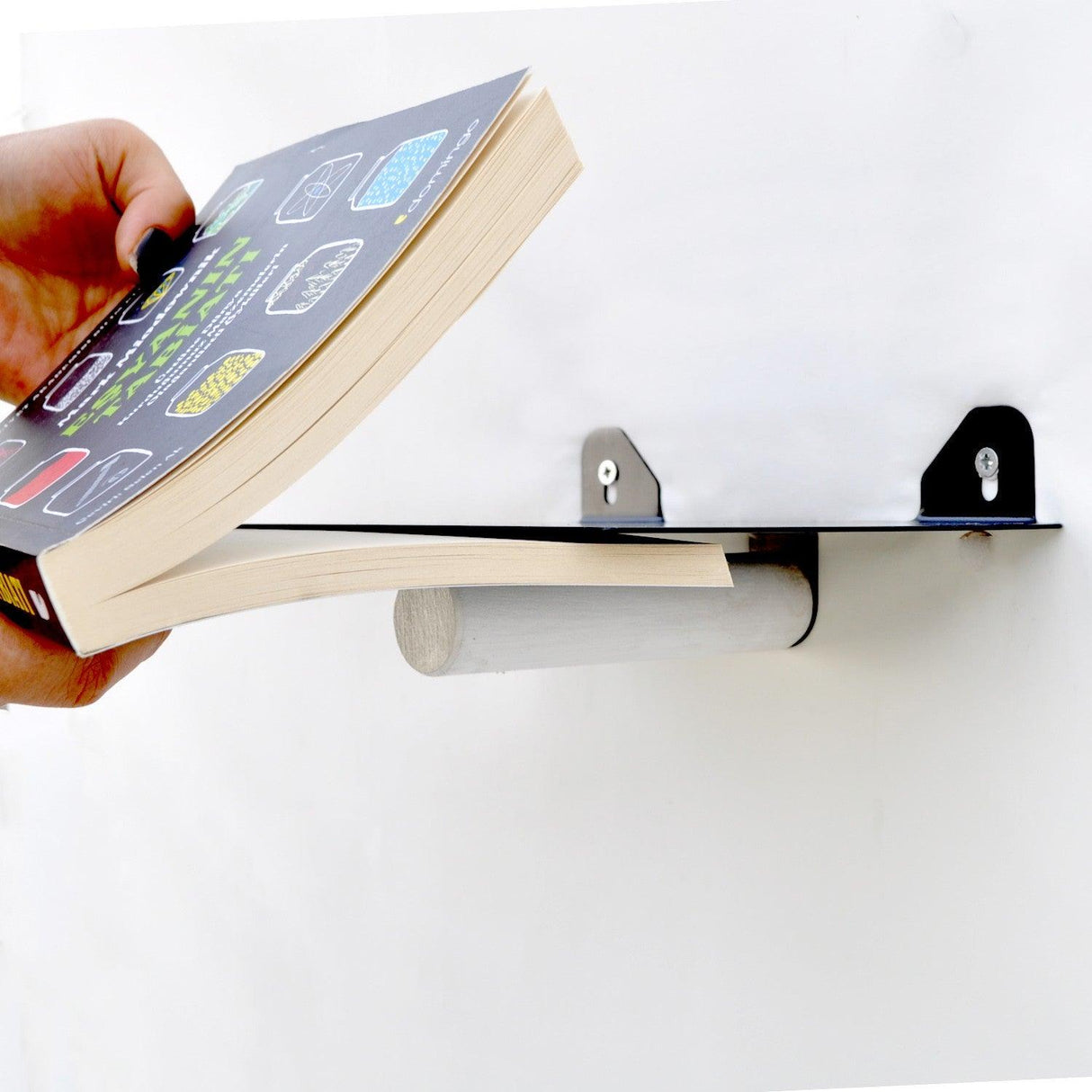 Raft decorativ de perete metalic WR042, Alb, 15x6x21 cm