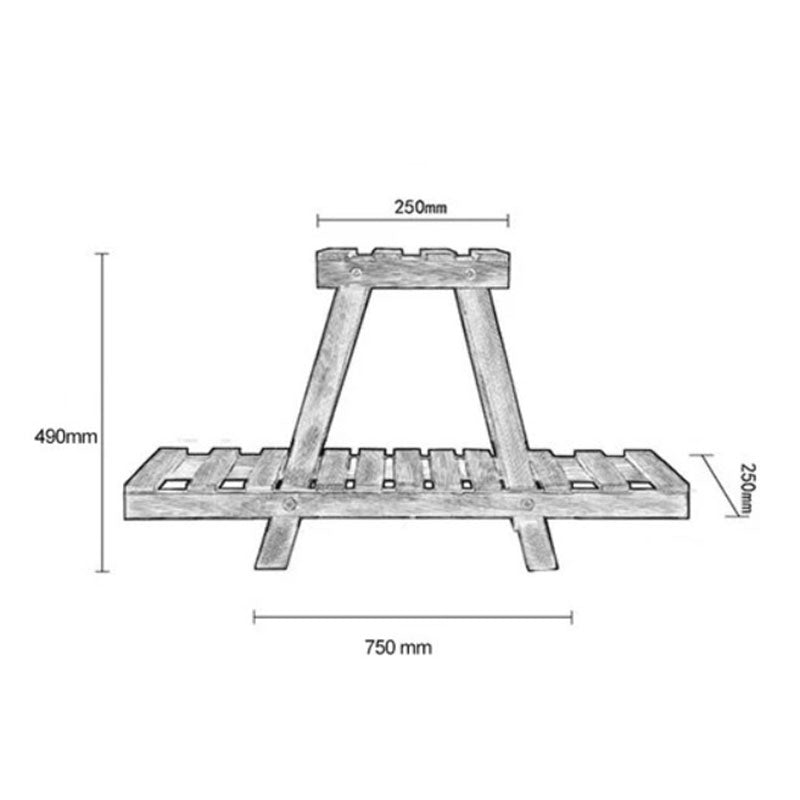 Raft - suport plante Tisa lemn, maro, 75x25x49 cm, detaliu produs