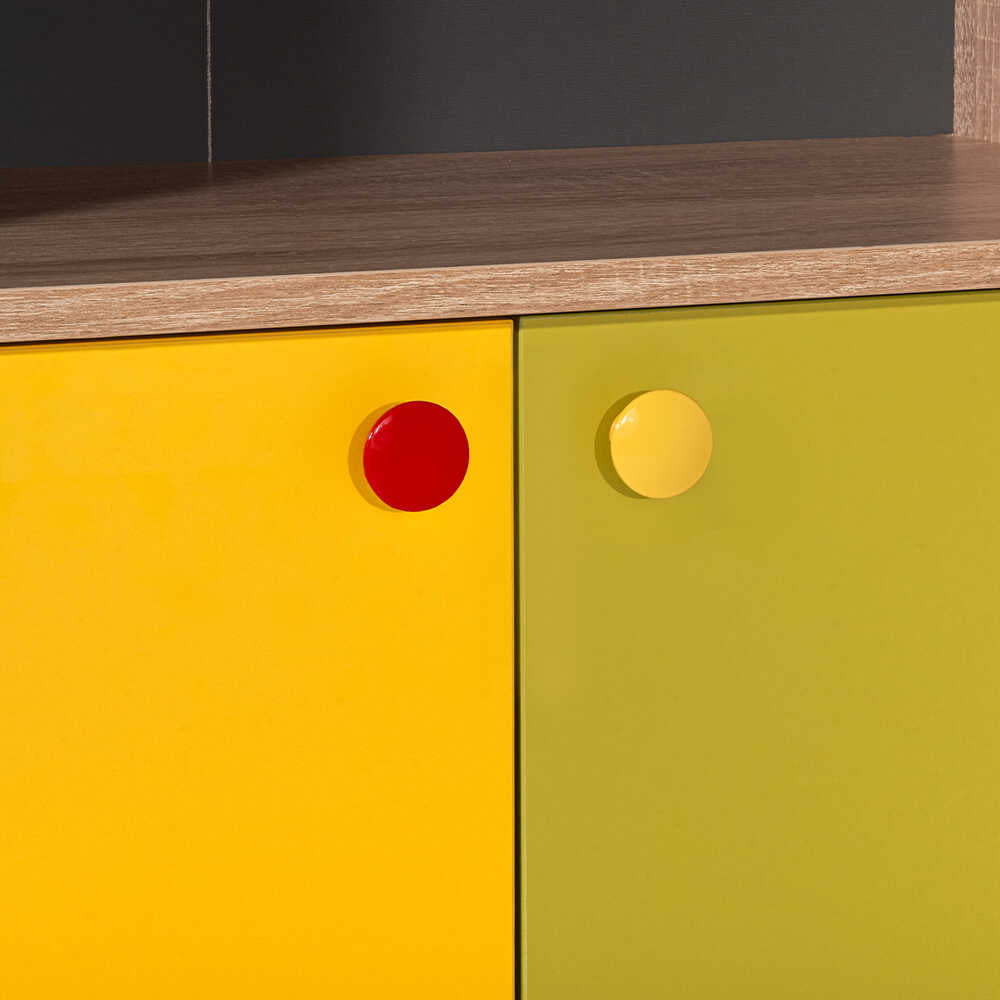 Biblioteca Adore Rainbow, 2 usi cu 5 rafturi, Multicolor - Sonoma, 67x185x30 Cm