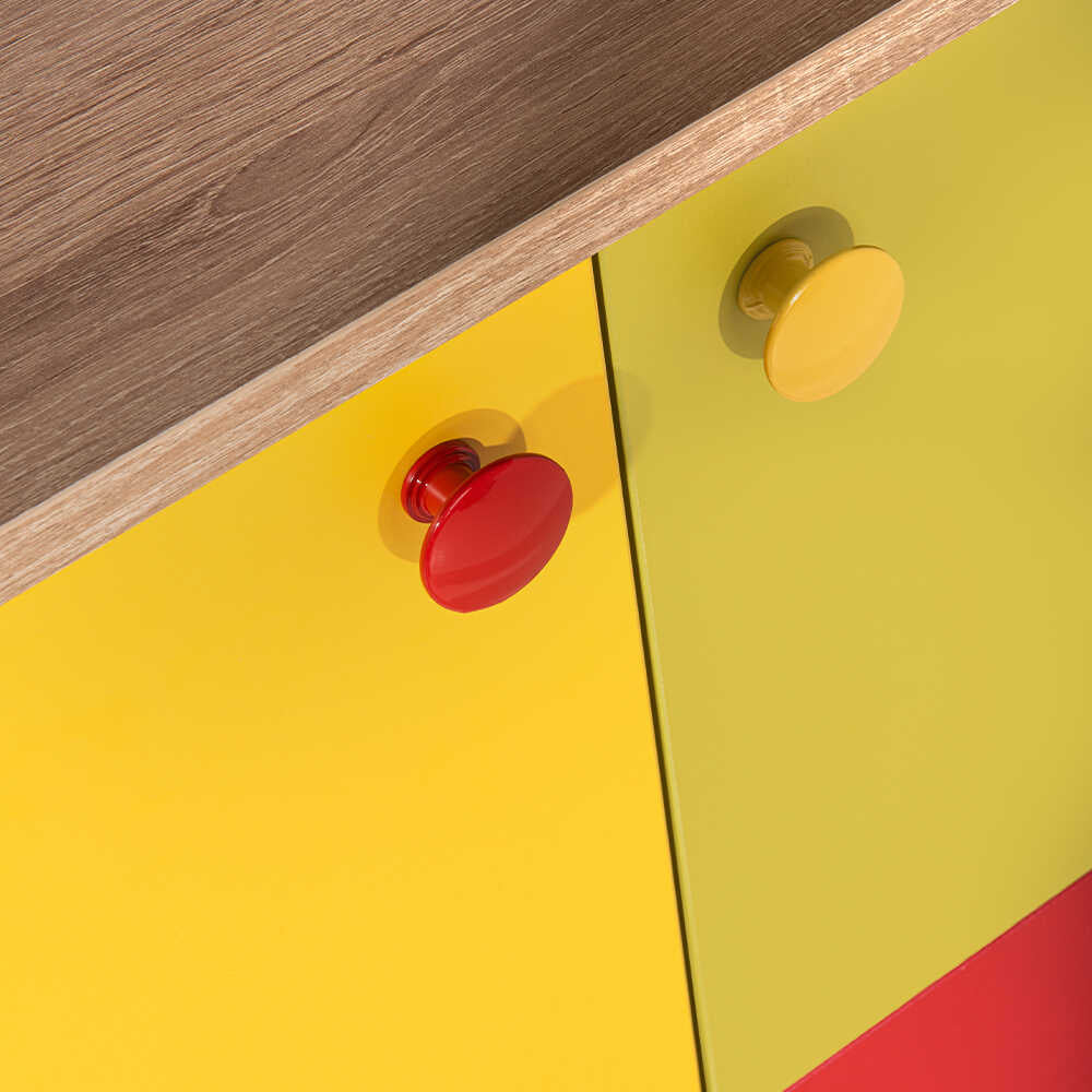 Biblioteca Adore Rainbow, 2 usi cu 5 rafturi, Multicolor - Sonoma, 67x185x30 Cm