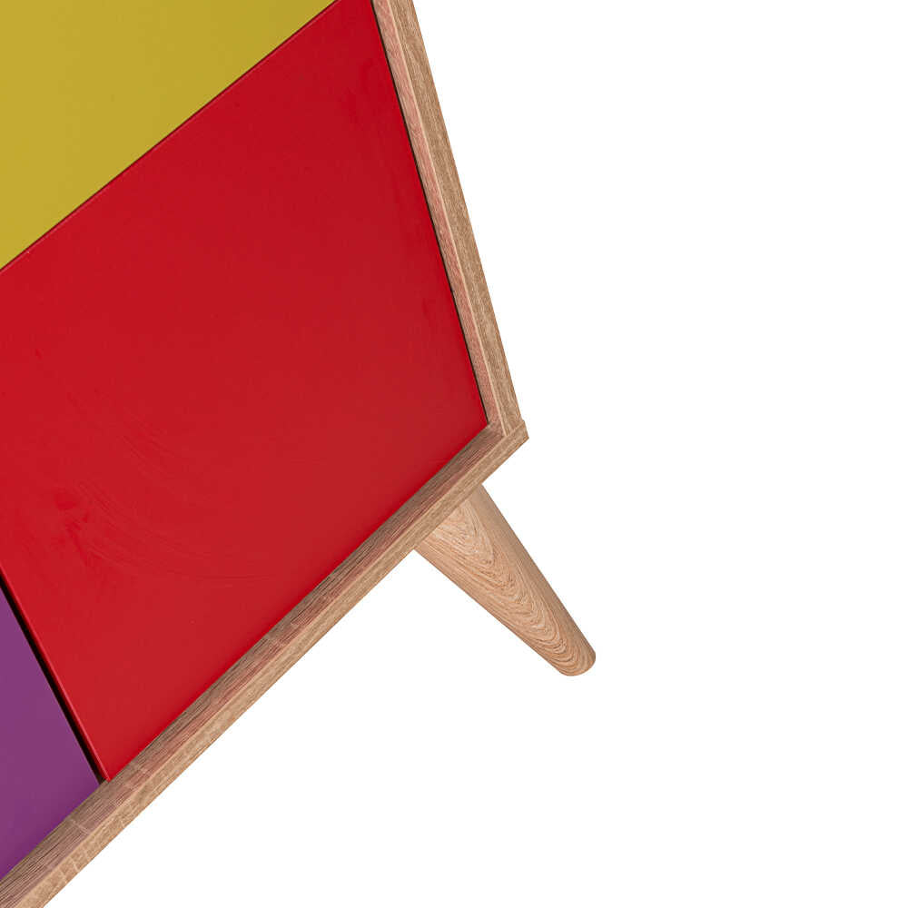 Biblioteca Adore Rainbow, 2 usi cu 5 rafturi, Multicolor - Sonoma, 67x185x30 Cm