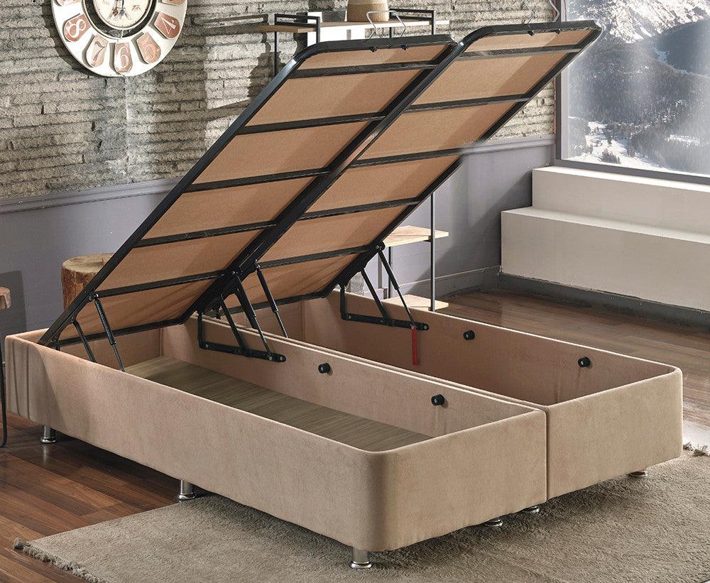 Saltea dublă, bază și tăblie Latte, Maro deschis, 140x23x190 cm