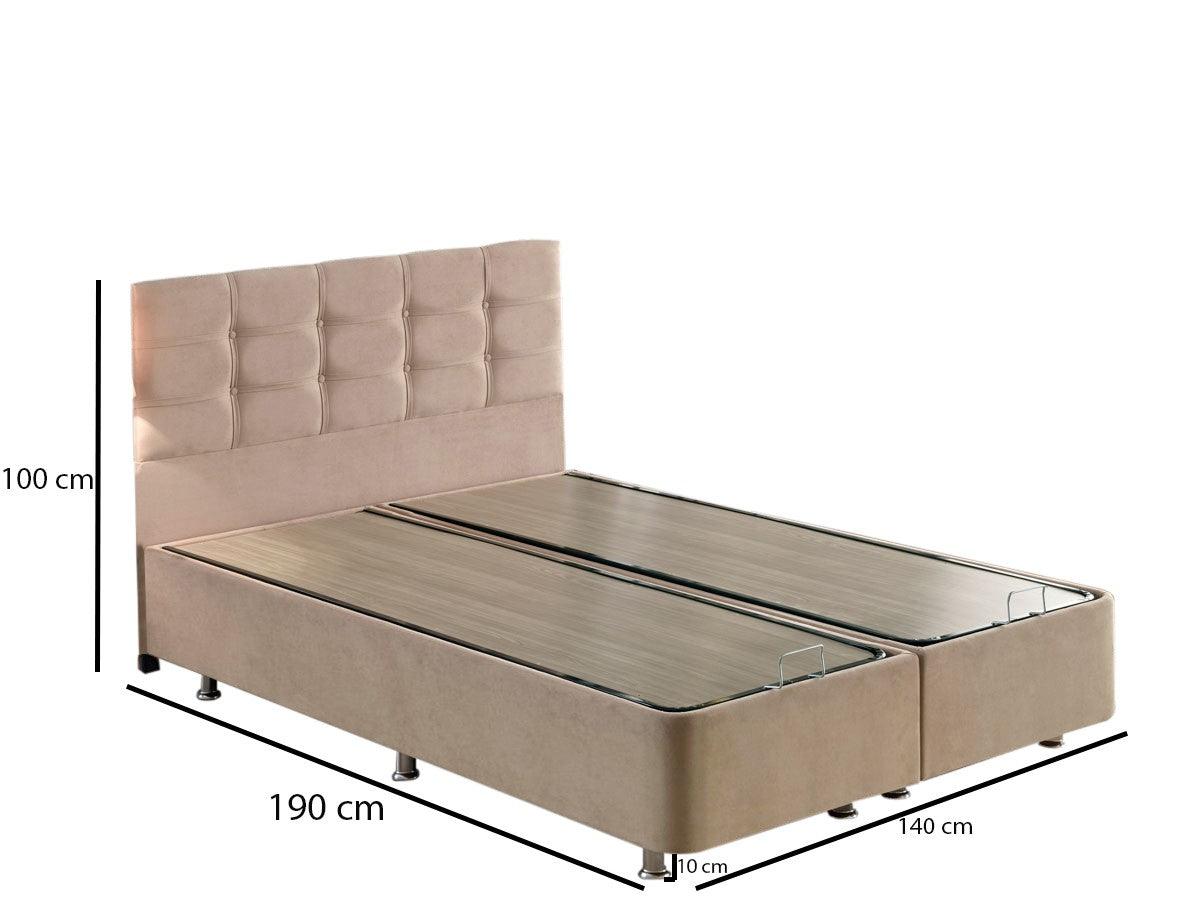 Saltea dublă, bază și tăblie Latte, Maro deschis, 140x23x190 cm