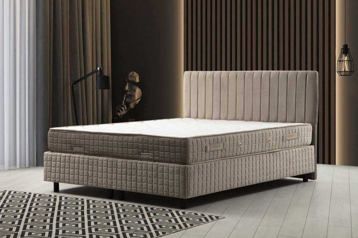 Saltea dublă, bază și tăblie Safir Set, Maro, 150x114x200 cm