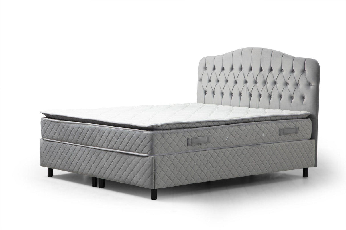 Saltea dublă, bază și tăblie Vassi Set, Gri, 150x125x200 cm