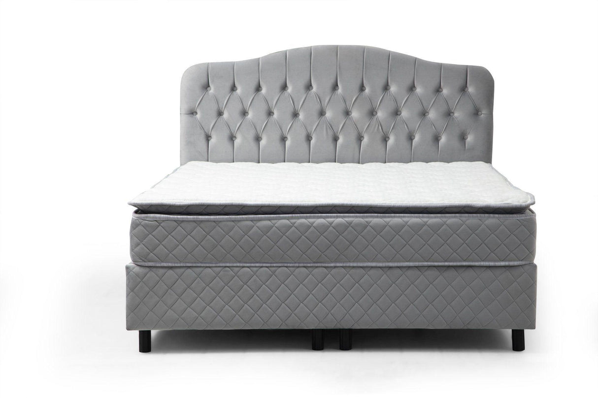 Saltea dublă, bază și tăblie Vassi Set, Gri, 150x125x200 cm