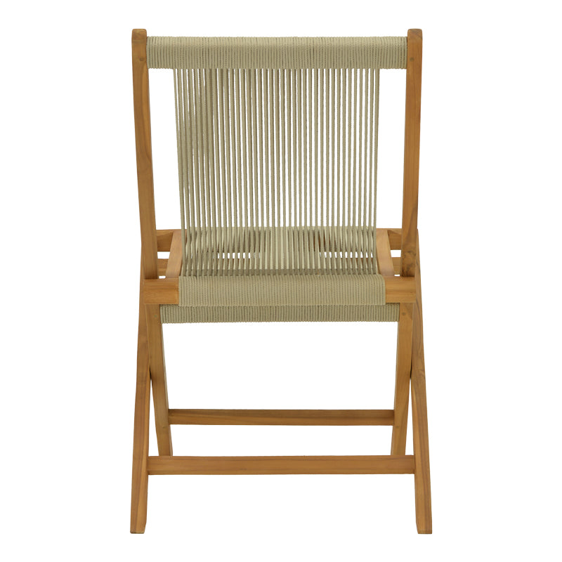 Scaun Banou pliabil lemn de tec si frânghie, neagra, 52x58x88 cm