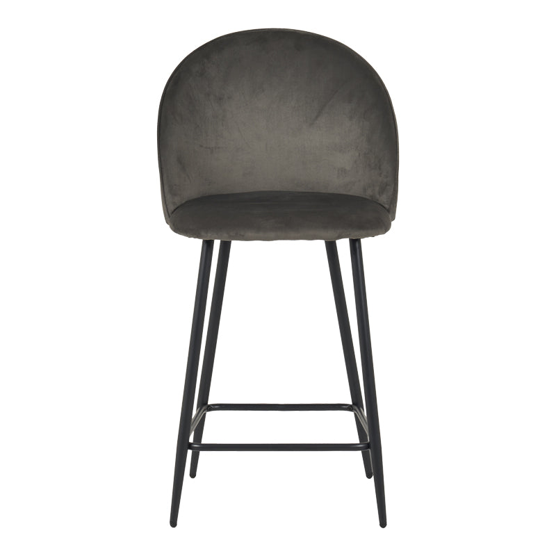 Scaun bar cu funcție ajustabilă Perch, Metal & Catifea, Negru - Antracit, 50x43x99 cm