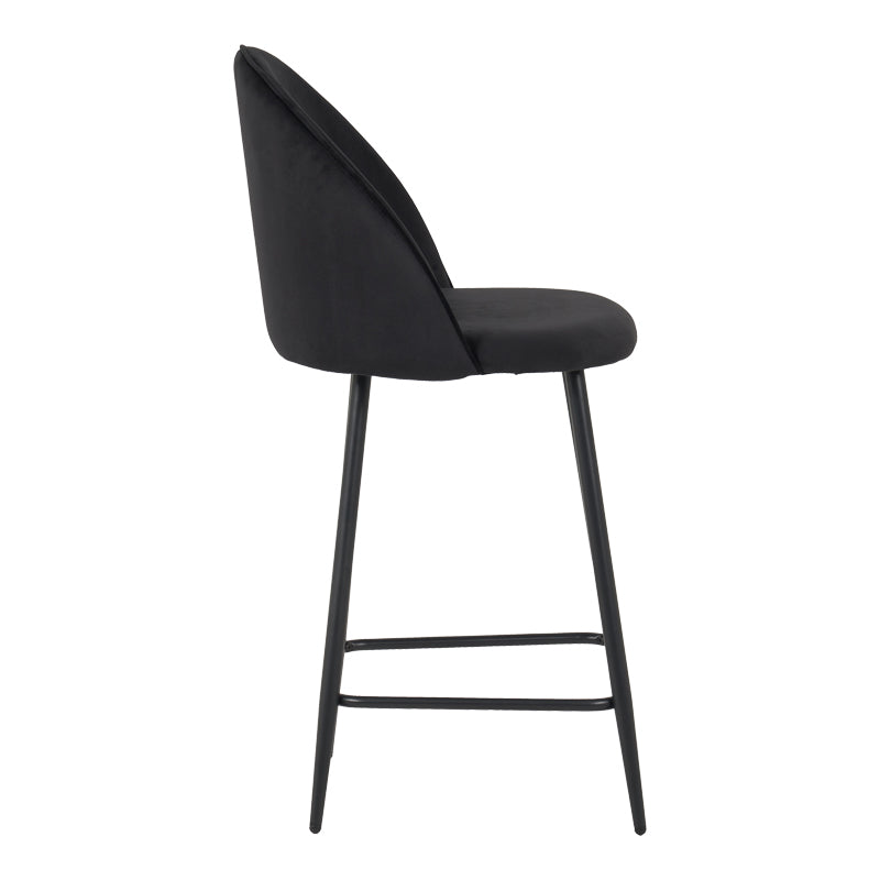 Scaun bar cu funcție reglabilă Perch, Catifea, Metal, Negru, 50x43x99 cm - Negru
