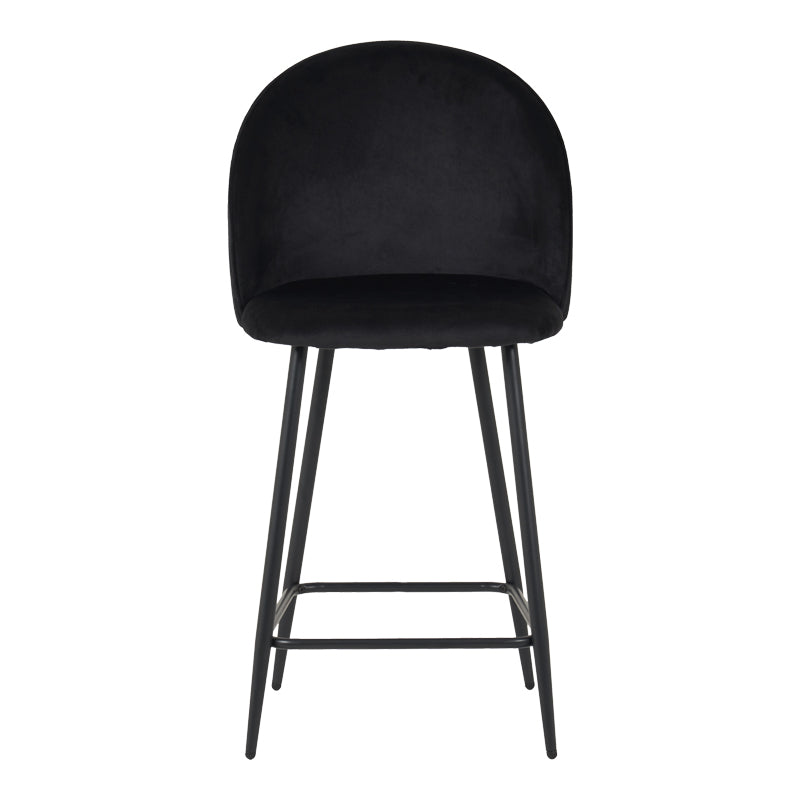 Scaun bar cu funcție reglabilă Perch, Catifea, Metal, Negru, 50x43x99 cm - Negru