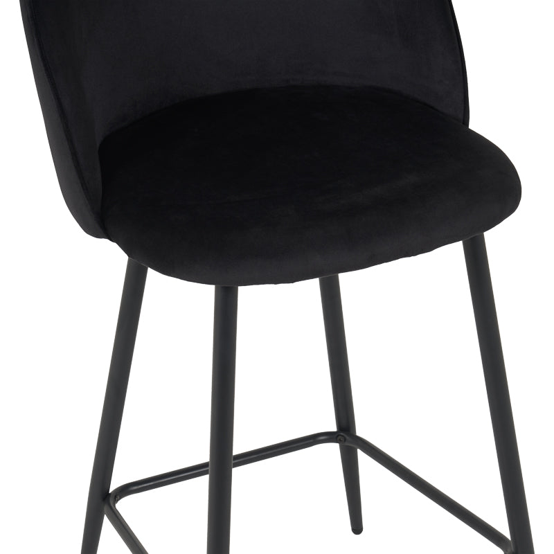 Scaun bar cu funcție reglabilă Perch, Catifea, Metal, Negru, 50x43x99 cm - Negru