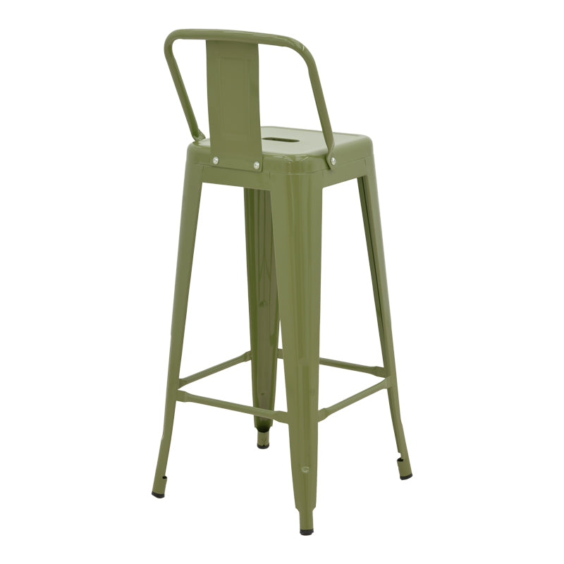 Scaun bar cu spătar Utopia, verde măslinie, metalic, 42x42x97 cm