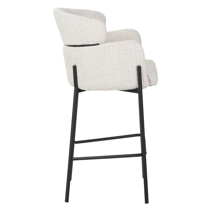 Scaun de bar Tolerse, stofa si metal, 55x60x97 cm - Bej