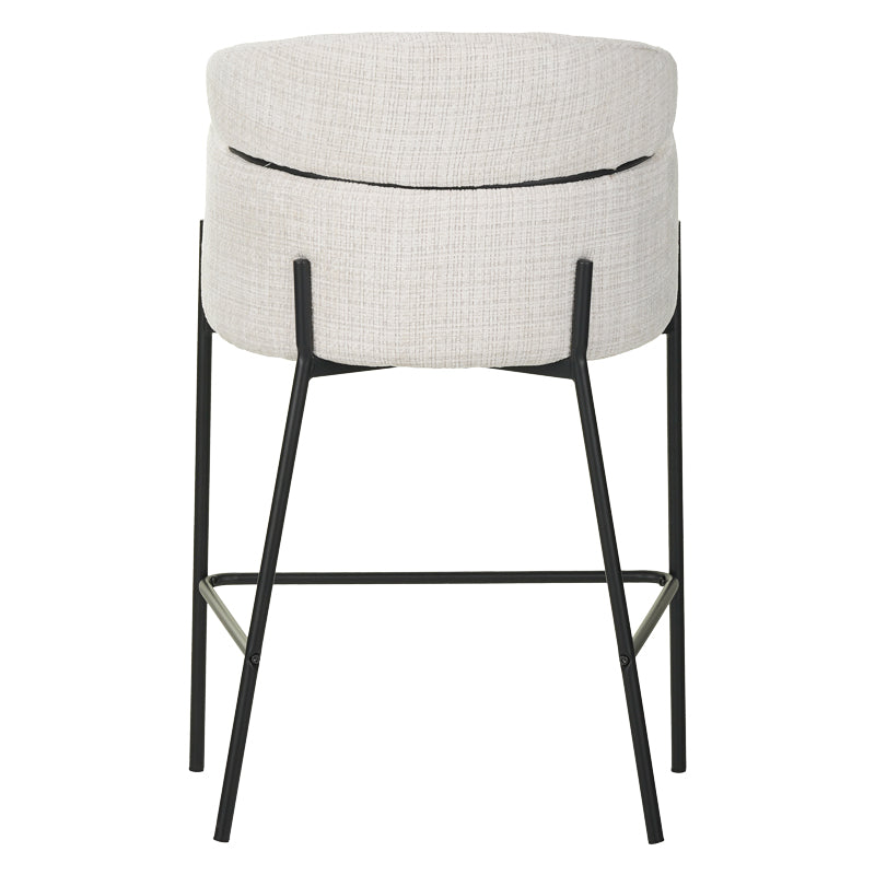 Scaun de bar Tolerse, stofa si metal, 55x60x97 cm - Bej
