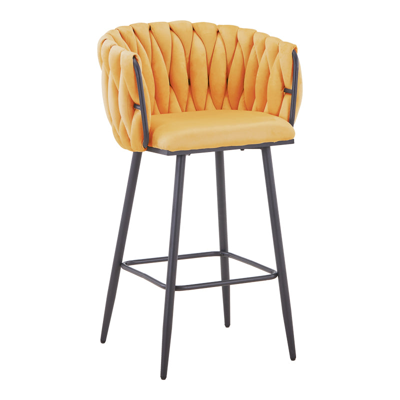 Scaun bar Vivian cu funcție de ședere, Catifea, galbenă negru, 57x50x100 cm