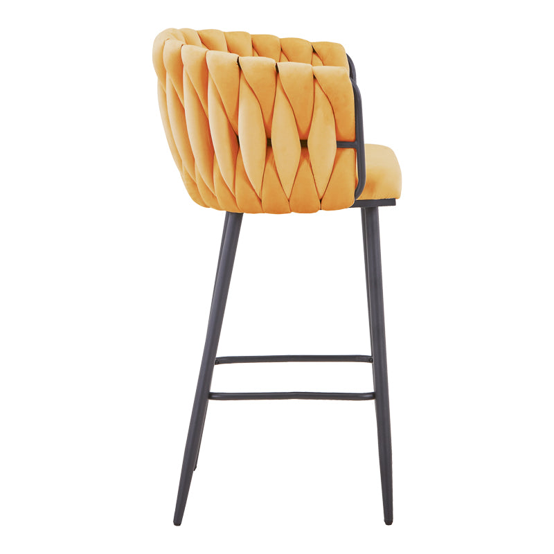 Scaun bar Vivian cu funcție de ședere, Catifea, galbenă negru, 57x50x100 cm