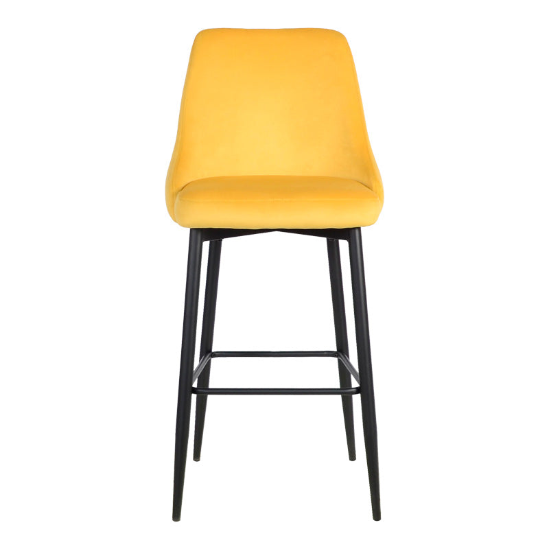 Scaun bar Zedna, Catifea Galbena, Picioare metal, Negru, 52x57x111 cm - Galben