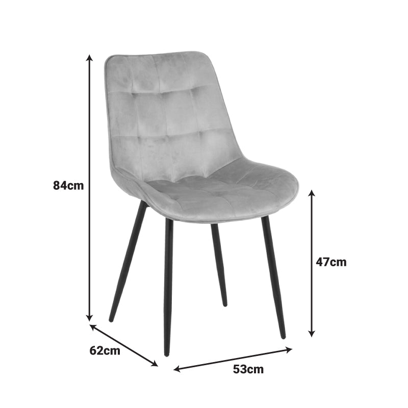 Scaun Berne, Velur, Gri Antracit, 53x62x84 cm - Gri