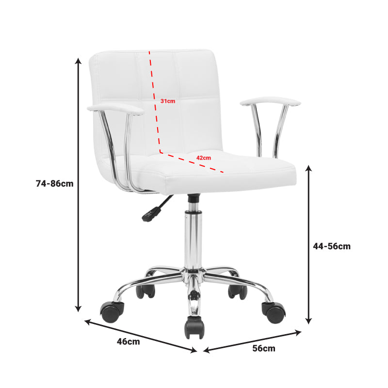 Scaun birou Buleco pu, alb, 56x46x74-86 cm, foto produs 8