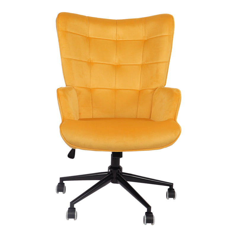 Scaun de birou directorial Lobima, catifea, 68x71x112 cm - Galben