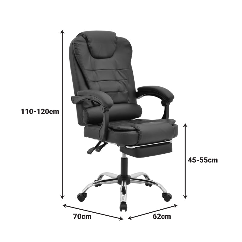 Scaun birou directorial cu suport pentru picioare și mecanism de masaj, Volter, Negru, 62x70x110 cm