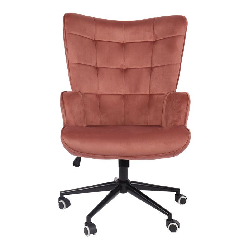 Scaun de birou directorial Lobima, catifea, 68x71x112 cm - Roz