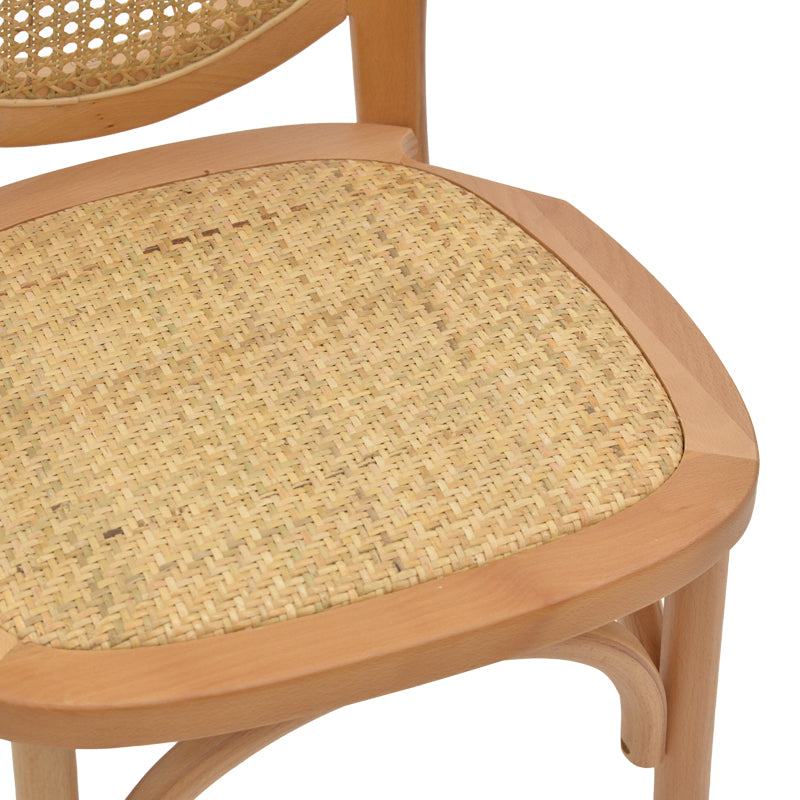 Scaun Camil, lemn de fag, ratan, Natural, 45x50x94 cm