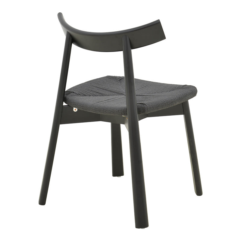 Scaun Clareta, Lemn de Arbore de Cauciuc și Frânghie, 53x55x79 cm - Negru