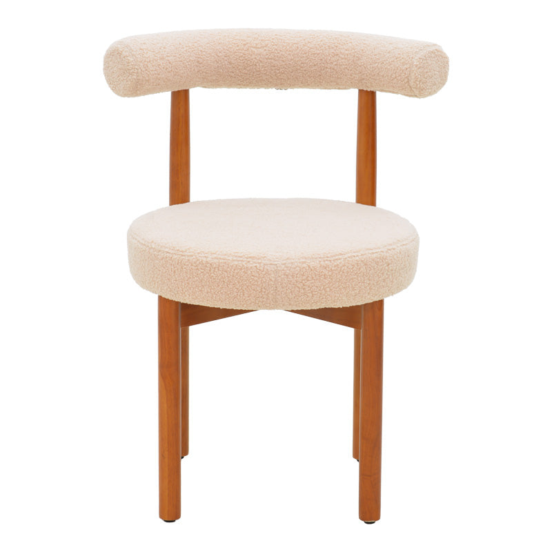 Scaun Comfortabil Fenza, tesatura Teddy Bej, Picioare Lemn, Fag Nuc, 60x54x75 cm - Bej