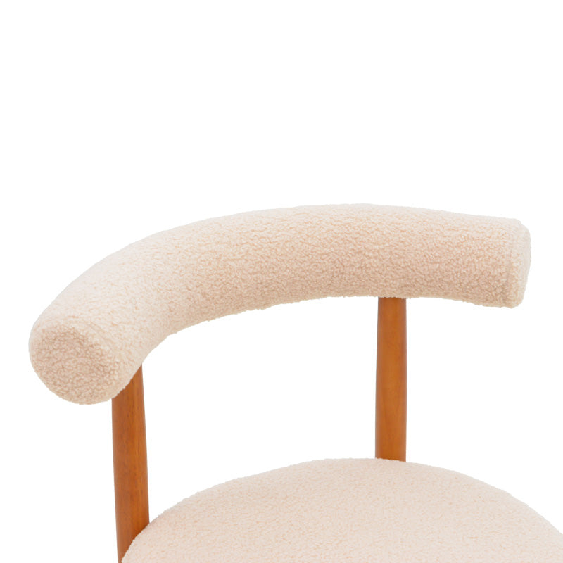 Scaun Comfortabil Fenza, tesatura Teddy Bej, Picioare Lemn, Fag Nuc, 60x54x75 cm - Bej