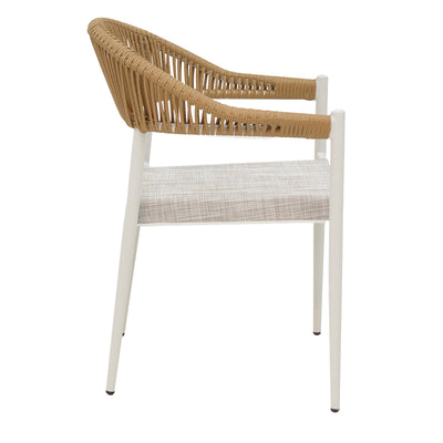 Scaun cu brate din aluminiu Elation sivuibil cu cadru alb-textilene si rattan, Natural, 56x52x76 cm, detaliu produs