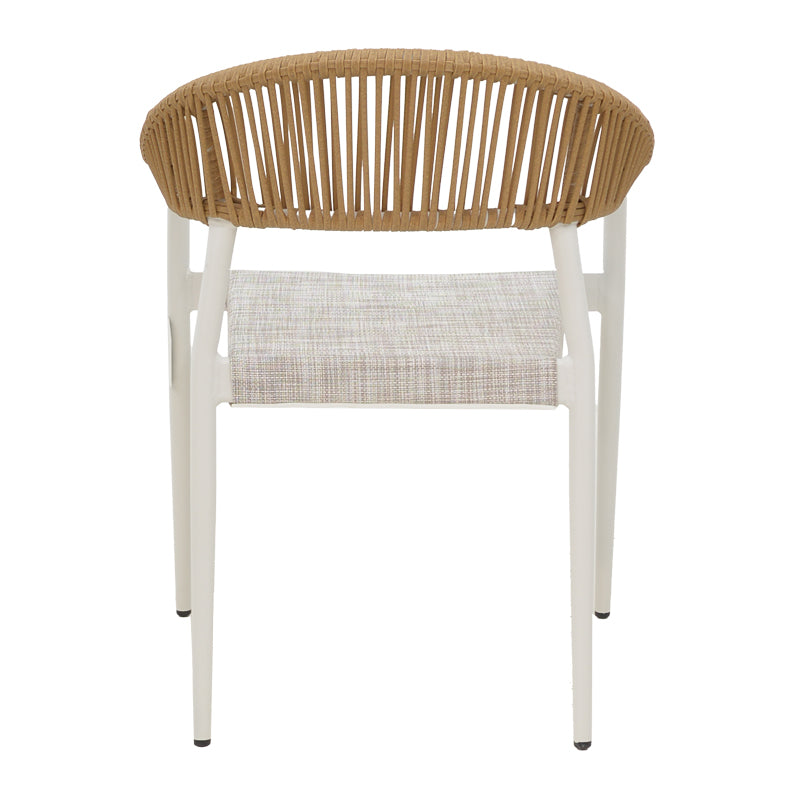 Scaun cu brate din aluminiu Elation sivuibil cu cadru alb-textilene si rattan, Natural, 56x52x76 cm, foto produs