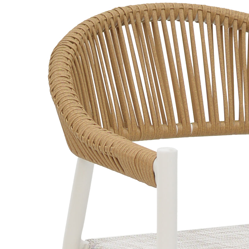 Scaun cu brate din aluminiu Elation sivuibil cu cadru alb-textilene si rattan, Natural, 56x52x76 cm