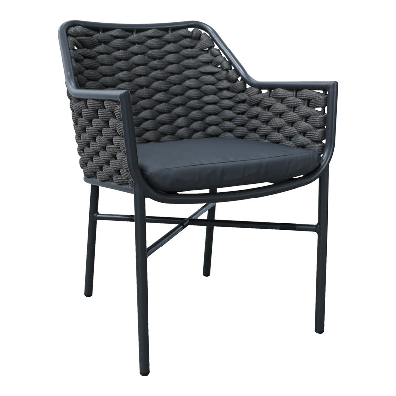Scaun cu brate din aluminiu Ortegia, cu cadru antracit si sfoara, 57x62x82 cm